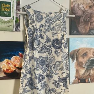 Ann Taylor White Blue flower print dress